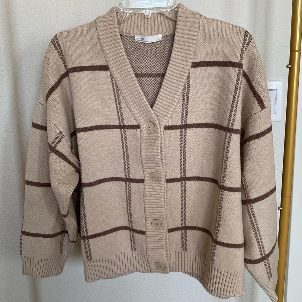 Oak + Fort Oversized Plaid Cardigan